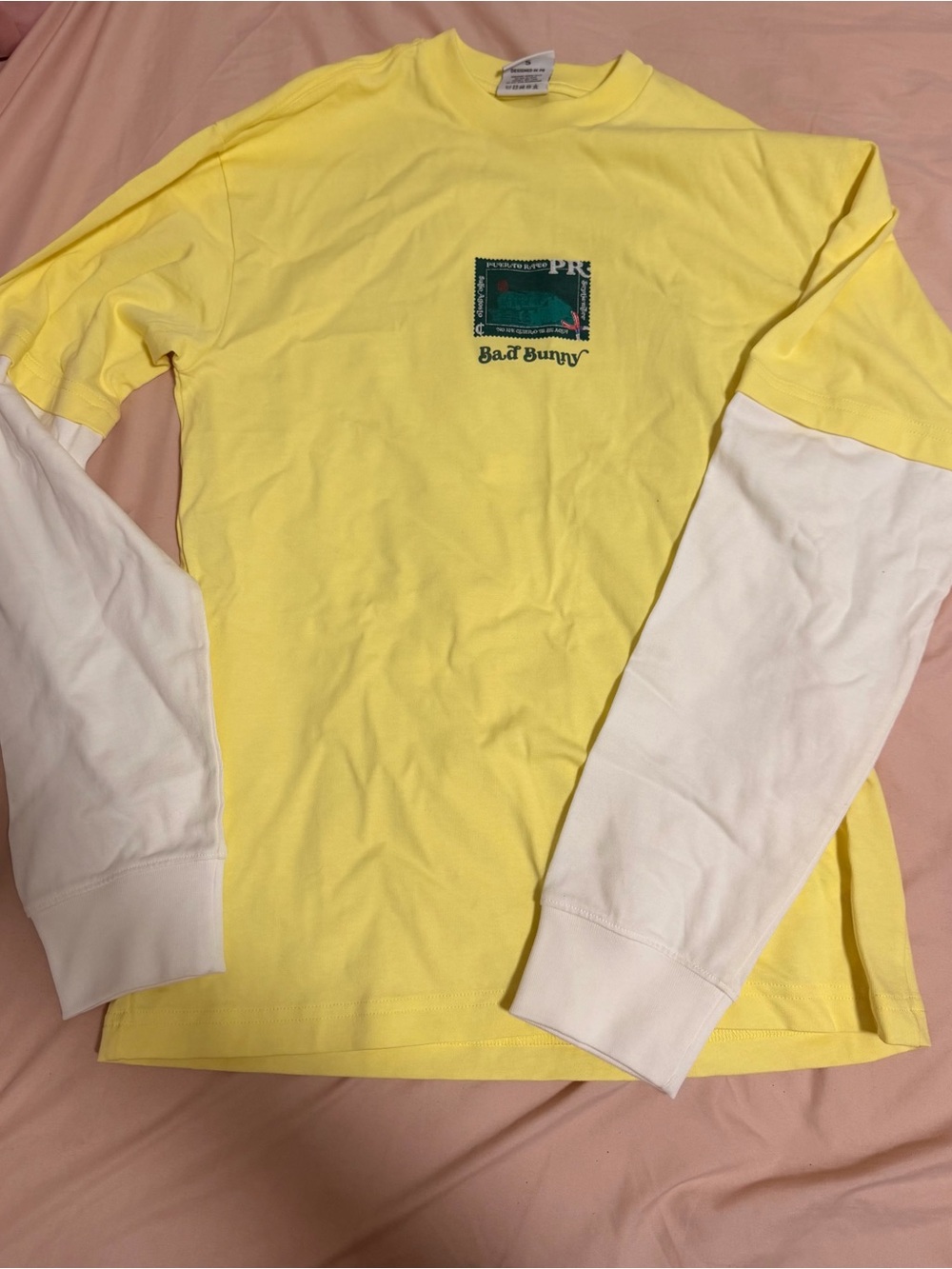 Bad Bunny Residency Yellow Layered-Look Long Sleeve Tee